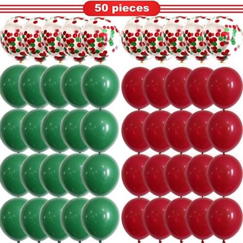50 Pcs 12 Inch Christmas Party Balloons Set Christmas Decoration Colorful Balloons Sets Xmas Ornament Party Supplies