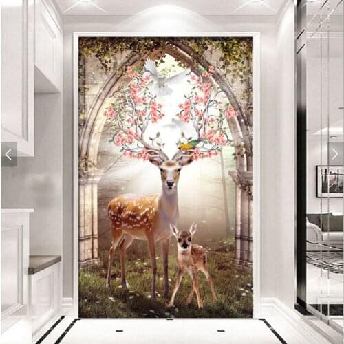 DIY 5D Sale Diamond Embroidery, Mosaic, Entrance North European Mother And Child Flower Elk, Peace And Love, Full, Cross Stitch