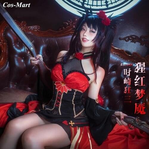 Anime DATE A LIVE Tokisaki Kurumi Cosplay Costume Scarlet Nightmare Gorgeous Formal Dress Female Party Role Play Clothing S-L