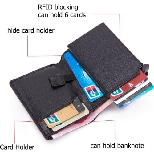 BISI GORO Men Rfid Slim Coin Smart Wallet Purse Card Holder Magic PU Leather 2020 New Small Money Bag Women Carbon Fiber Wallets