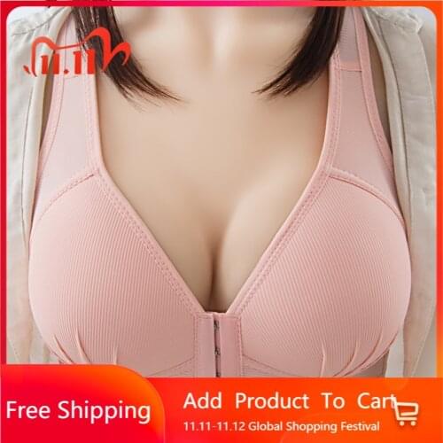 Plus Size Sexy Push Up Bra Front Closure Solid Color Brassiere Wireless Bralette Breast Seamless Bras for Women DE105