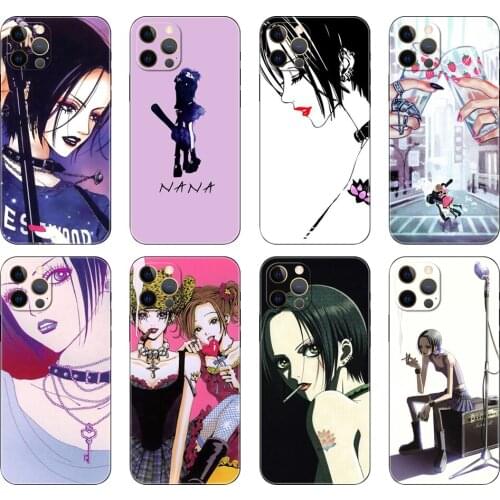 Black tpu case for iphone 5 5s se 2020 6 6s 7 8 plus x 10 XR XS 11 12 mini pro MAX back cover Nana osaki