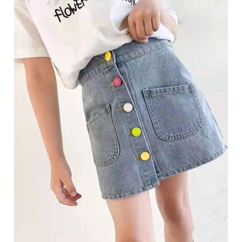 Children Girls Denim Skirt Summer Baby Cowboy Short Skirts New Kids Clothes Girls 4 5 6 7 8 9 10 11 12 Cute Skirt
