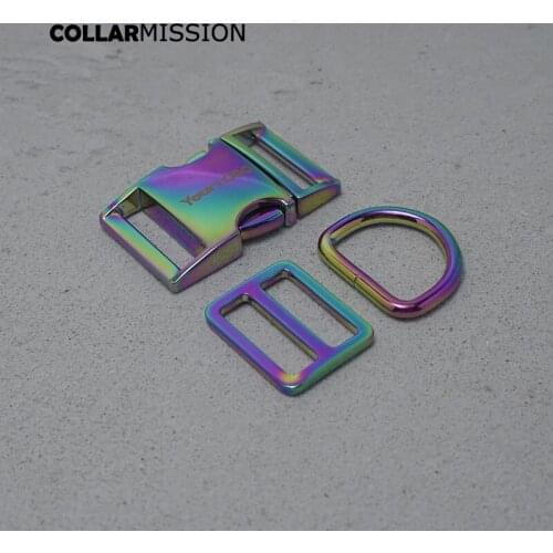 Engraving(metal buckle+Tri-Glid+D ring) Retailing 25mm metal plated for DIY dog collar leash set harness high quality DIY parts