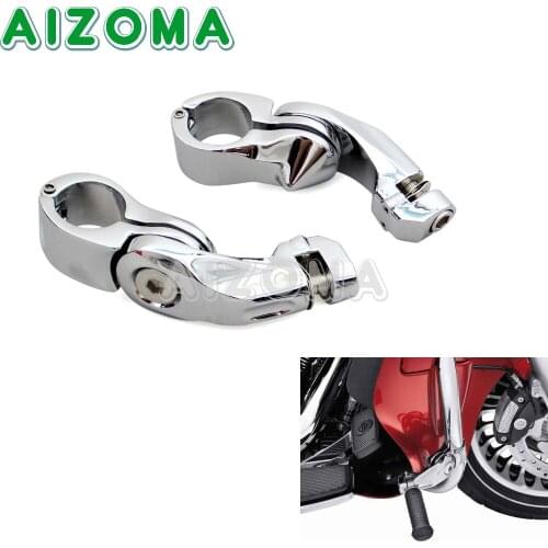 Chrome Motorcycle Short Angled Stainless Steel Footpeg 1.25"Tube Engine Guards Foot Pegs Clamp Foot Rest Mount For Harley Suzuki