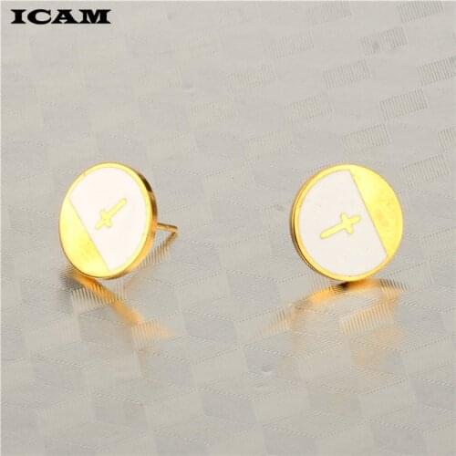 ICAM European Style Fashion Vintage Cross Templar Shield Earrings for Men and Women Party Punk Jewelry Gift Brincos