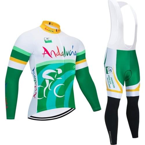 SPAIN WINTER ANDALUZA CYCLING TEAM Jersey Bike Pants Sportswear Ropa Ciclismo MEN Thermal Fleece 20D BICYCLING Maillot