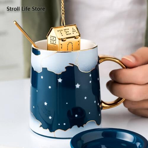 Nordic Ins Ceramic Water Cup Mug Coffee Cup Cover Spoon Christmas Cups and Mugs Tea Cup Kubek Ceramiczny Birthday Gift Box CM080