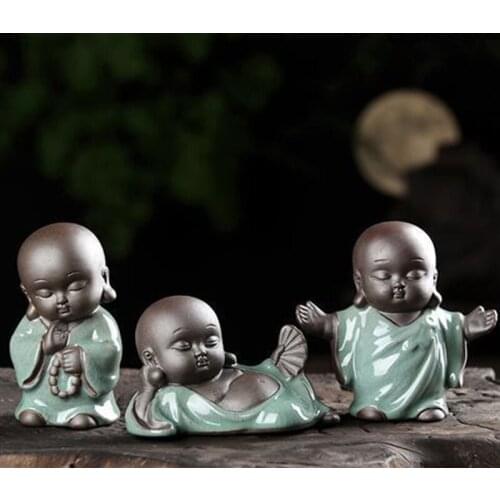 Ceramic Home Decoration Tea Tray Mini Garden Accessories Buddha Mascot Decor Flower Pot Maitreya Little Monk Home Accessories