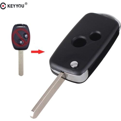 KEYYOU Modified 2 Buttons Replacement Flip Folding Remote Fob Case Cover Car Key Shell For Honda Accord CR-V Civic Pilot Odyssey