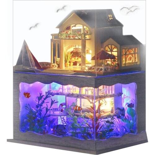 Doll Houses Villa Miniature Villa Dollhouse DIY Big Doll House Wooden Furniture Kit Travaux Manuel Adult Kids Early Learning Toy