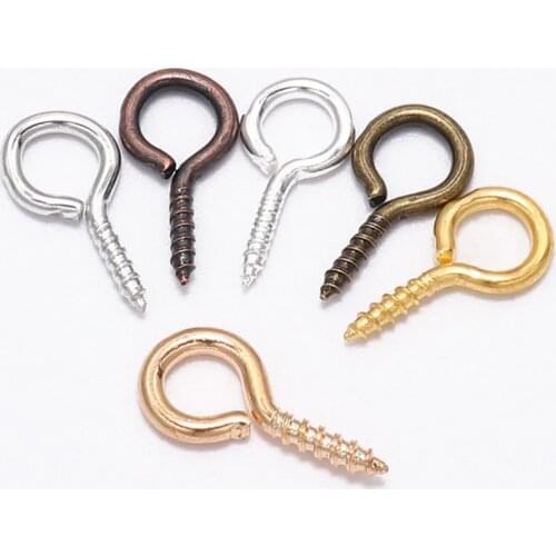 200pcs Small Tiny Mini Eye Pins Eyepins Hooks Eyelets Screw Threaded Gold Clasps Hooks DIY Jewelry Making Accessories Supplies