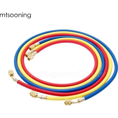 Mtsooning 3pcs 1/4" SAE AC R12 R22 Charging Hoses Tube Refrigerant Air Conditioning
