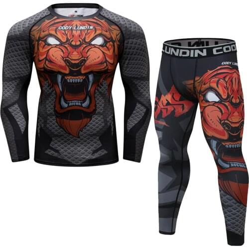 Mens Compression Sets Running Tights Workout Fitness Training Tracksuit Shirts Sport Suit Rashgard Comprehensive Training Set