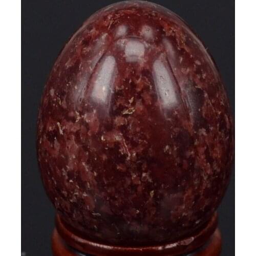 Natural Gemstone Dark Red Spot Jasper Sphere Egg Healing Reiki Crafts Stone Massage Finger Exercise 34x44MM