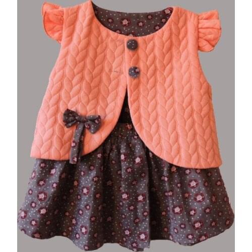 New 2020 Baby Girl Clothes Spring Female Baby Floral Vest Dress Shawl + Two Piece Girls One Generation