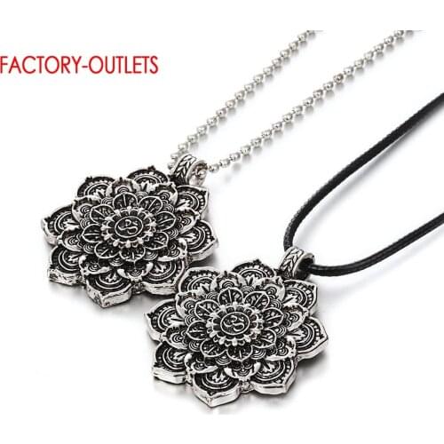 New Arrivals Genuine 925 Sterling Silver Pendant Necklaces Lotus Flower Charm Necklaces For Women Beads Leather Chain Hot Sale