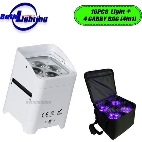 8pcs 4*18W Remote DMX WiFi Mobile Control Lithium Battery Wireless Freedom RGBWA+UV LED PAR for DJ Wedding with Rain Cover