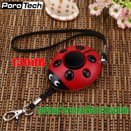 Wholesale 50pcs/lot Beetle Alarm Ladybug LED Flashlight keychain alarm for kids students Personal Security Self Defense Alarm