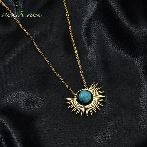 Nextvance Fashion Necklaces Stainless Steel Round Star Pendant Necklaces Retro For Women Girl Friend Gift Collar Dropshipping