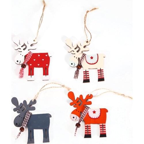 Christmas Tree Pendant Wooden Color Elk Pendant Home Decor DIY House Christmas Gift Color Fawn Ornaments