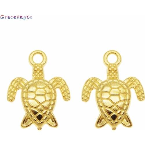 20PCS Sea Tortoise Charms Gold Alloy Pendant 12*16mm Golden Money Turtle Feng Shui Lucky Fortune Wealth Home Office Decor