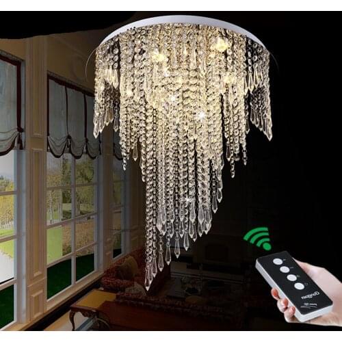 Simple and modern LED three-color turning light creative warm restaurant crystal lamp bedroom lamp ceiling lamp lighting fixture