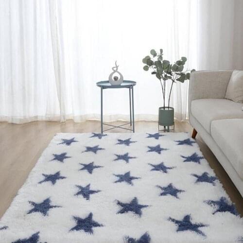 Carpet Fluffy Anti-slip Polyester Fiber Rectangular Floor Rug for Home