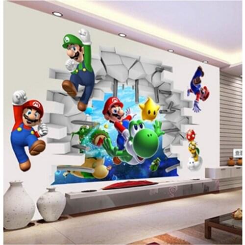 Cartoon Kids Game Brothers Removable Wall Stickers Decals Nursery Home Decor Vinyl Mural for Boy Bedroom Living Room Mural Art