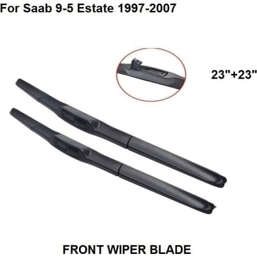 Wiper Blades For Saab 9-5 Estate 1997-2007 23"+23" Natural Rubber Clean Front Windshield