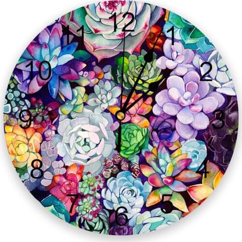 Succulent Garden Wall Clock Home Decor Bedroom Silent Oclock Watch Wall Digital Clock Wall Clock for Kids Rooms