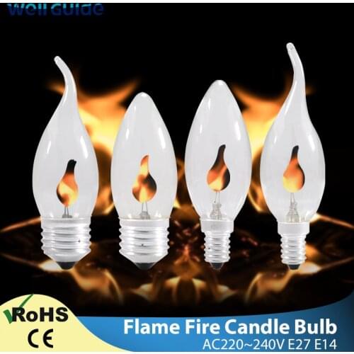 Led bulb E14 E27 Edison Flicker Flame Led Candle Light Fire Lighting Vintage 3W AC220V 240V Tail Retro Decor Energy Saving Lamp