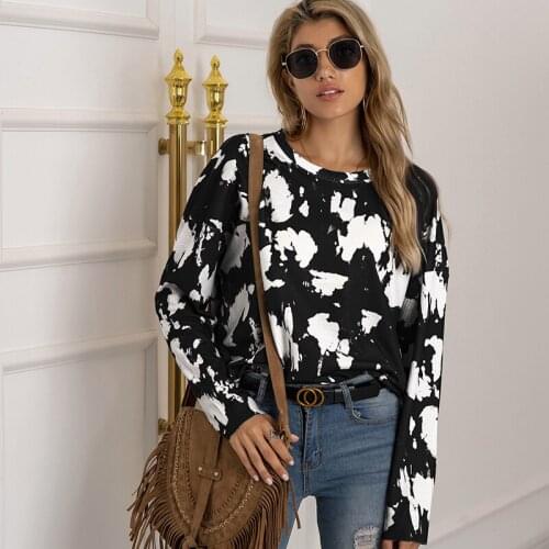 Spring Printed O Neck Oversized Sweatshirt Women Autumn Long Sleeve Pullover Tops Fashion Loose Streetwear Harajuku T-Shirt