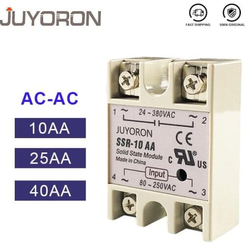 SSR-10AA 25AA 40AA Solid State Relay 10A 25A 40A Module Input 70-280VAC Output 24-380V AC Relay Converter for heat sink I-50