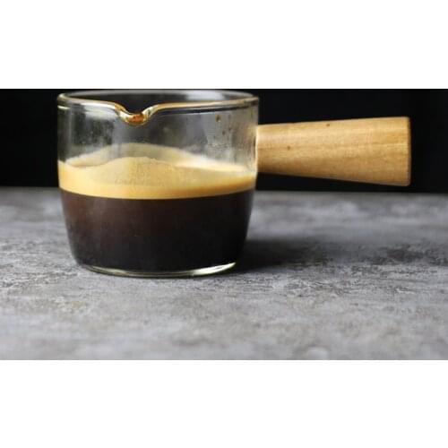 Thickened Glass with Wooden Handle Espresso Cup Mini Milk Cup Espresso Cup