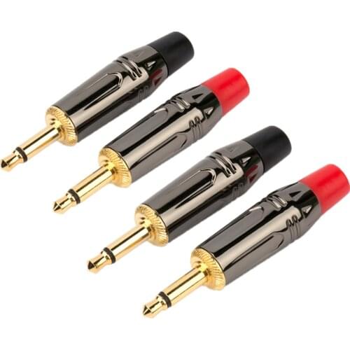 10pcs Adapter 3.5 Male Plugs Copper Gold-Plated Jack 3.5mm Mono Audio Connectors Microphone Repair DIY Headphones Plug Speaker