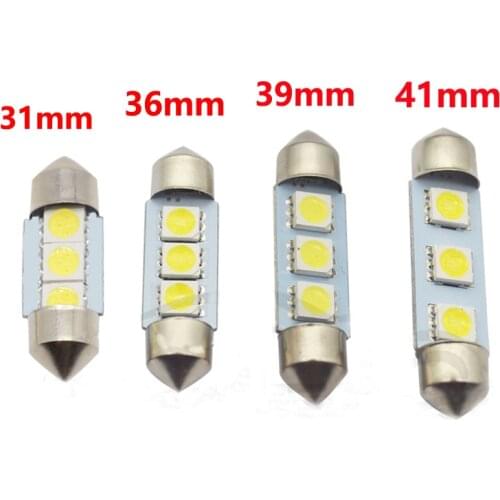 10pcs Festoon Dome Light white C5W C10W 5050 SMD 3Led 36mm 39mm 41mm DC 12V Auto LED Door light Reading Lamp Tail Bulb