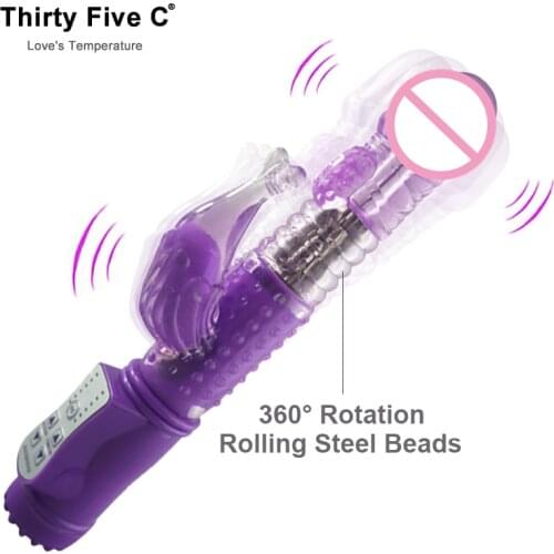 12 Speeds Vibratior Rotation Rabbit Dual Vibrators Female Masturbator Dildo G Spot Vibration Massager Women Adult Sex Product