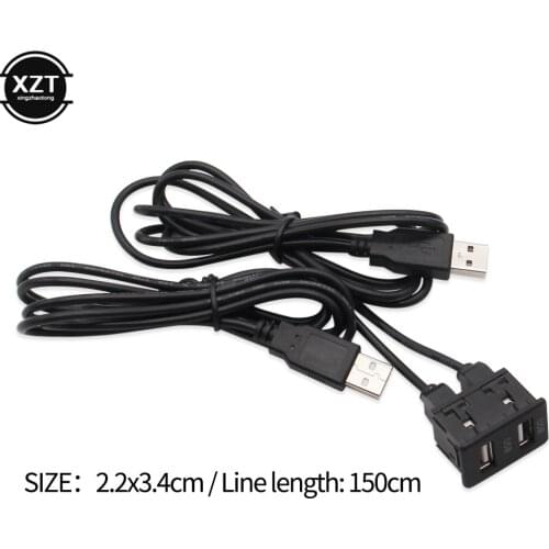 150CM Car Dash Flush Mount AUX USB Port Panel Auto Boat Dual USB Extension Cable 3 Styles Adapter for Volkswagen Toyota