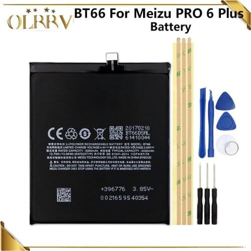 BT66 Battery For Meizu Meizy PRO 6 Plus M686 M686G M686Q Batterie Charm Blue Bateria Batterij Accumulator 3400mAh+Tools