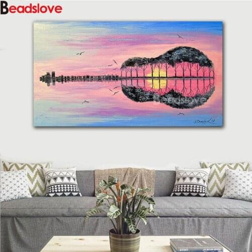 Diamond mosaic Abstract Guitar landscape 5d diy diamond painting large size 3d picture of rhinestones cross-stitch,music art
