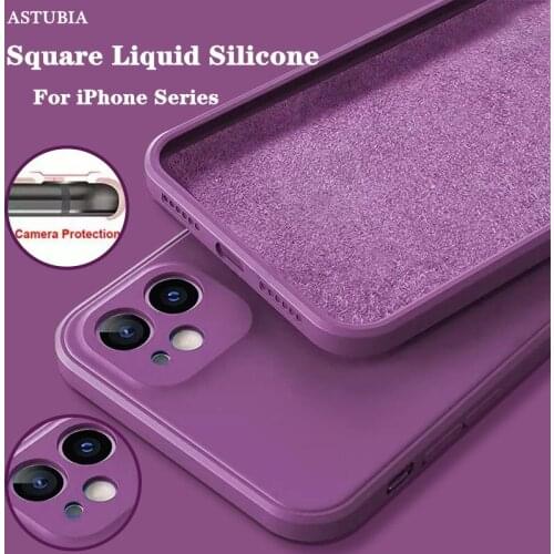 ASTUBIA Square Liquid Silicone Case For iPhone 11 12 Pro Max Mini Full Protection Case For iPhone XR XS MAX X 8 7 PLUS SE2 Cover