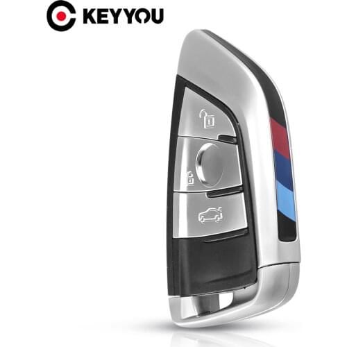 KEYYOU 3 Buttons Car Smart Card Fob Remote Key Shell Insert Blade Case For BMW X5 X6 F15 X6 F16 G30 7 Series G11 X1 F48 F39