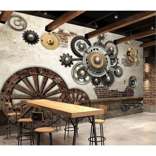 Beibehang custom papel de pared 3d wallpaper European and American retro mechanical gear bar KTV mural 3D wall papers home decor