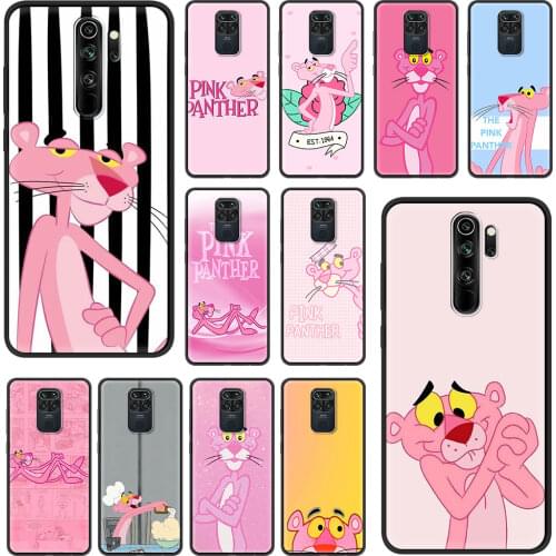 Cartoon Pink Panther Case For Xiaomi Redmi Note 9S 9 8 10 Pro 7 8T 9A 9C 8A 7A 6 6A Black Soft Phone Cover 9T K40 Funda Coque