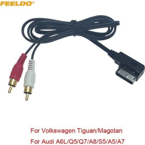 FEELDO 1PC Car MDI/AMI Interface To 2-RCA Male AUX Cable For Audi Volkswagen Audio Music Wire Aux Adapter #MX6212