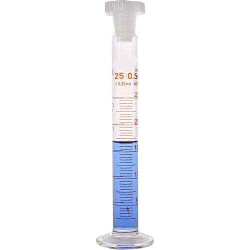 25ml Graduated Labrotary Glass Liquid Mearsuring Cylinder with plastic stopper