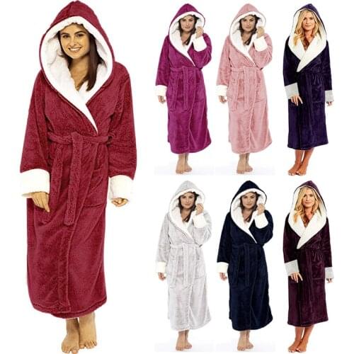 Bathrobe Women Winter Plush Lengthened Shawl Bathrobe Home Clothes Long Sleeved Robe Coat Peignoir Femme Bademantel