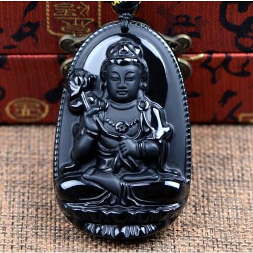 Collar de piedra negra de talla fina chino Natural negro A dragón tallado en obsidiana colgante de Jade negro