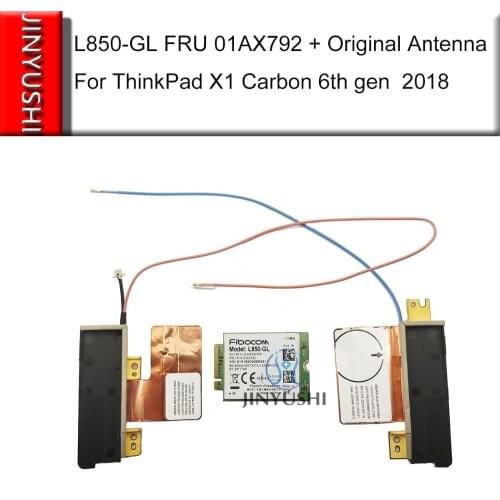 JINYUSHI Brand New!! Fibocom L850-GL FRU 01AX792 01AX786 WWAN Card+original red blue Antenna for Thinkpad X1 carbon 6th/7th gen
